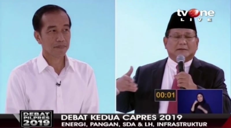 Prabowo Sebut Hargai Kerja Infrastruktur Jokowi 1 debat