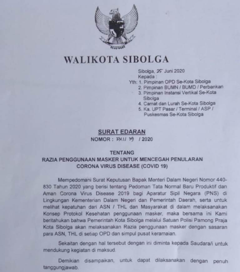 Tak Pakai Masker, ASN di Sibolga Disuruh Pulang 1 WhatsApp Image 2020 07 07 at 20.06.53