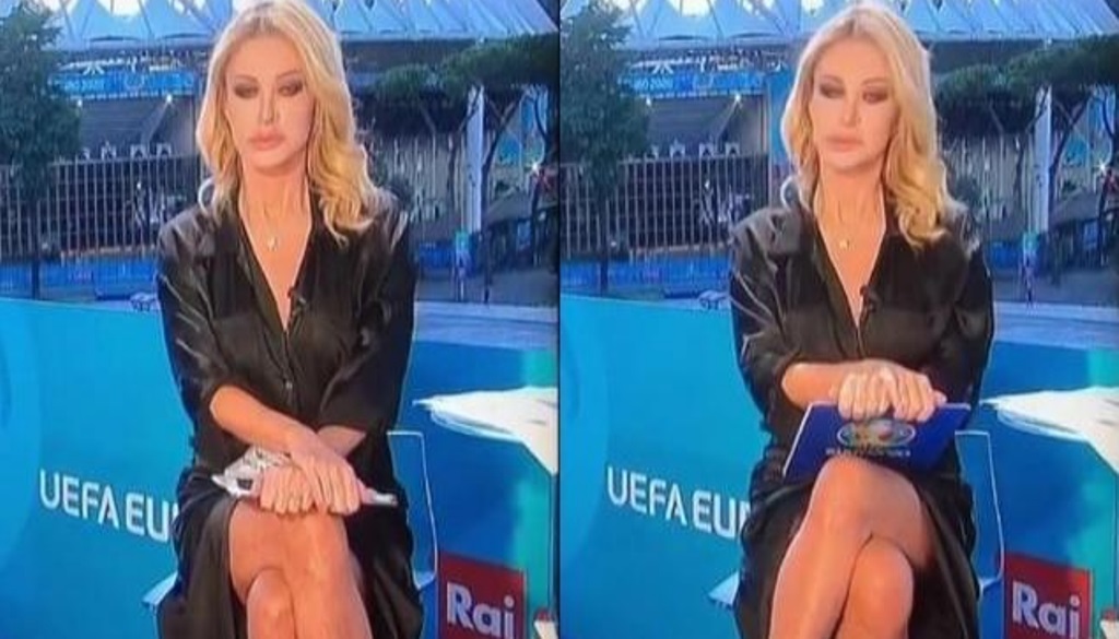 Paola Ferrari viral saat memandu Euro 2020. (The Sun)